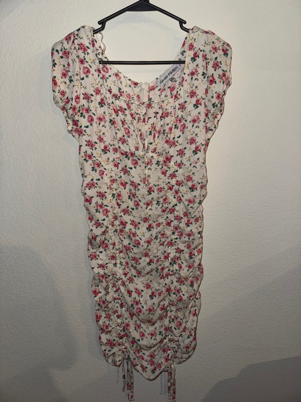 Almost Famous Cream Midi Dress with Pink Floral Print